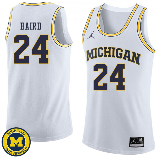 Men Michigan Wolverines #24 C.J. Baird White Jordan Brand Alumni Basketball Jersey